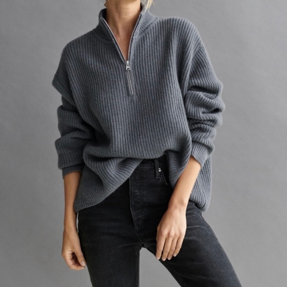 NWOT Jenni Kayne Cashmere Half Zip - Small - Storm